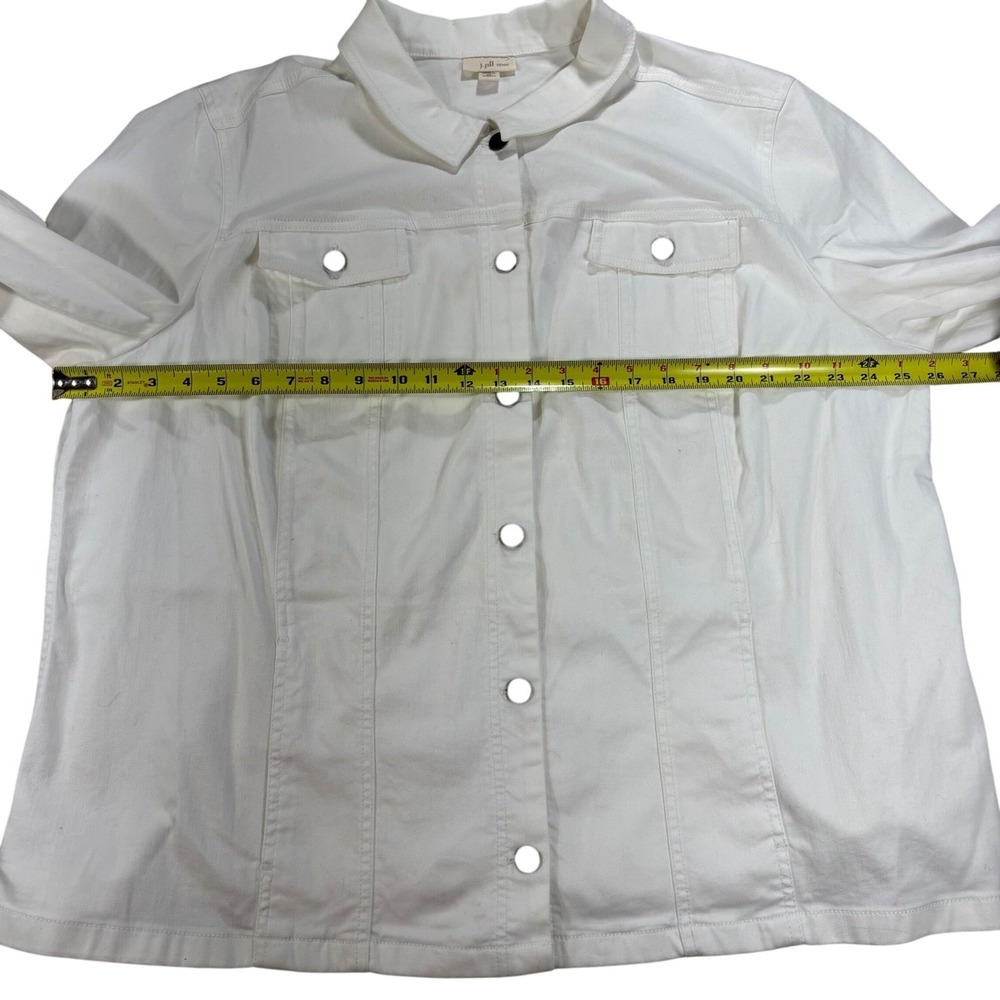 J. Jill Plus 3X  White Denim Jean Jacket Women's White Front Long Sleeve Stretch - Picture 6 of 9